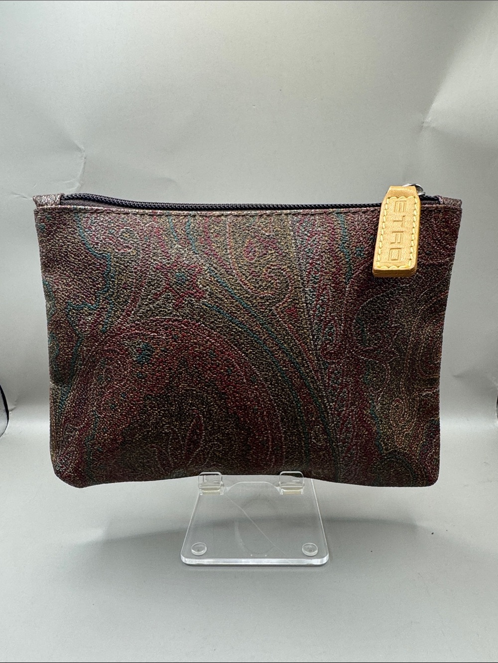 Etro Paisley Pouch with Leather Zip Pull